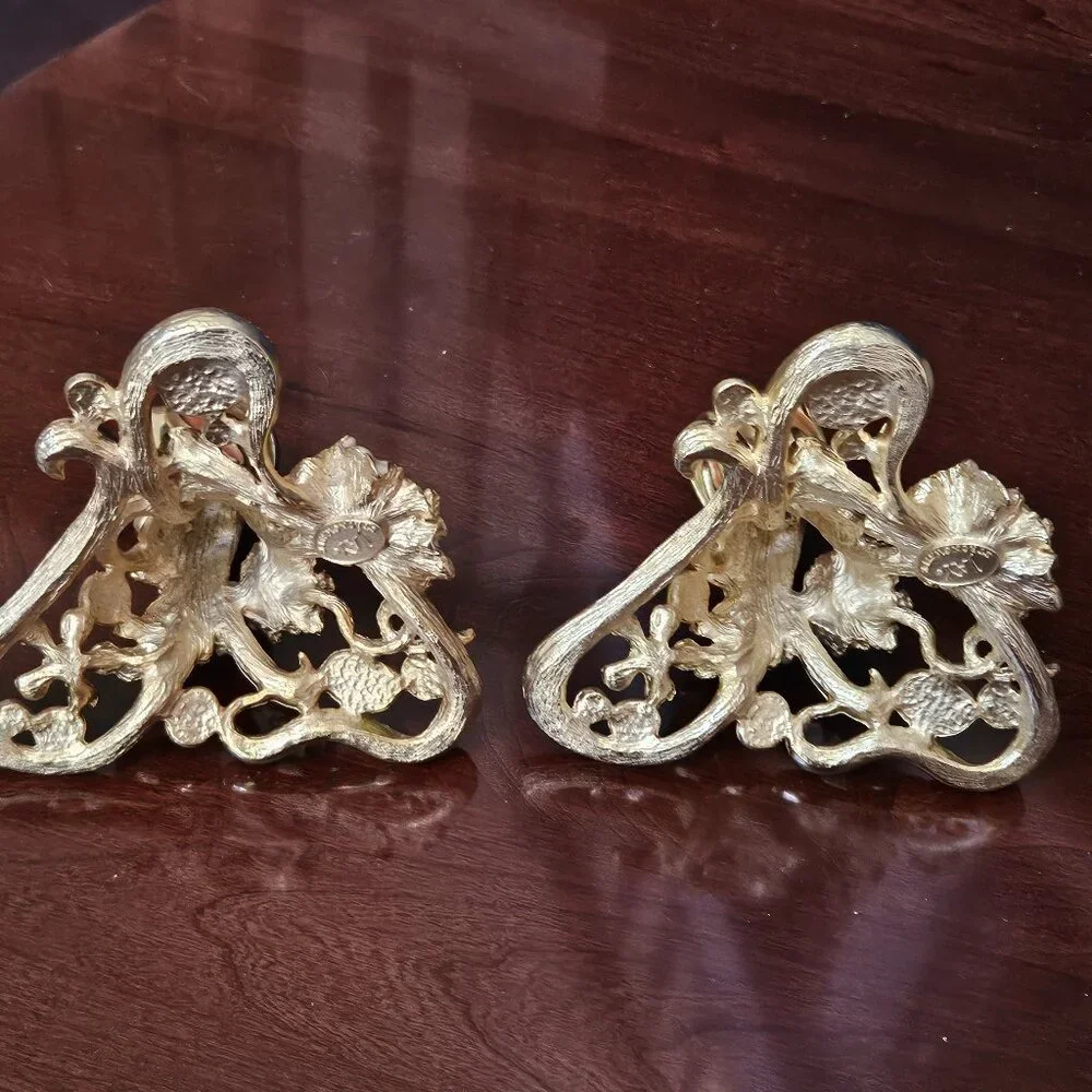RARE 2 JAY STRONGWATER FLORA & FAUNA BLUSH ENAMEL CRYSTAL TAPER CANDLE HOLDER